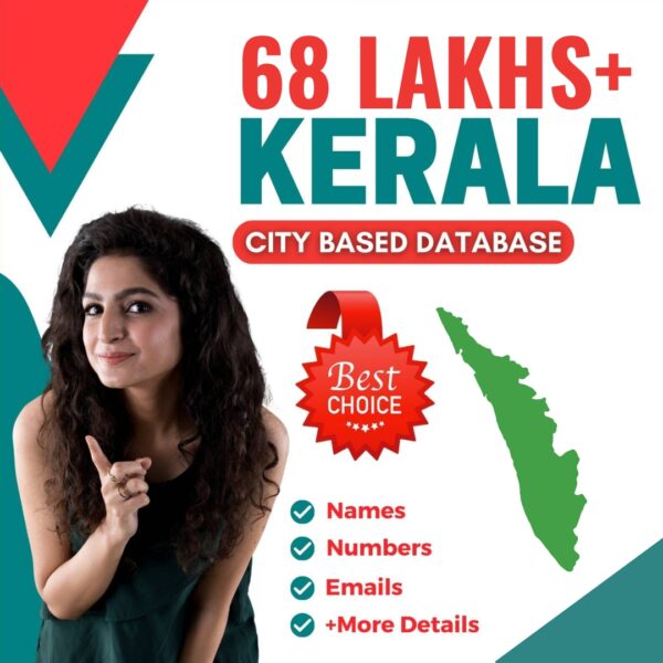68 Lakhs+ All Kerala City Based Database