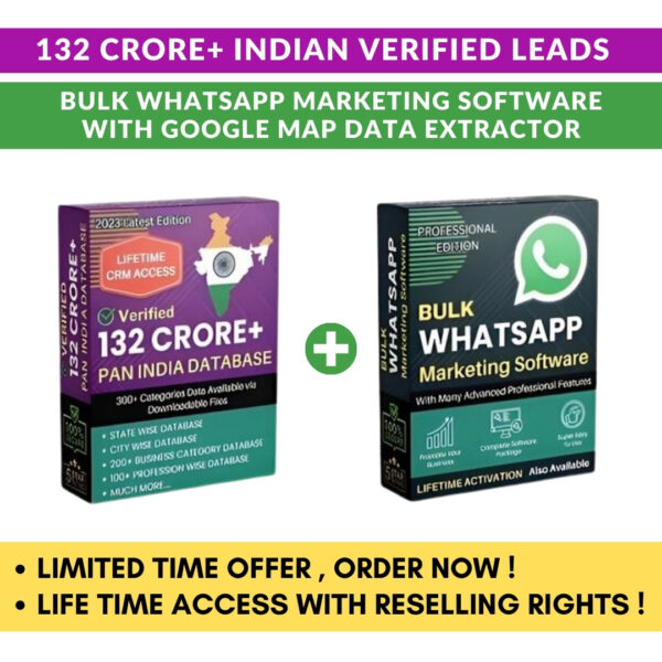 Pan Indian Database & Whatsapp Marketing Software with Gmap Data Extractor !